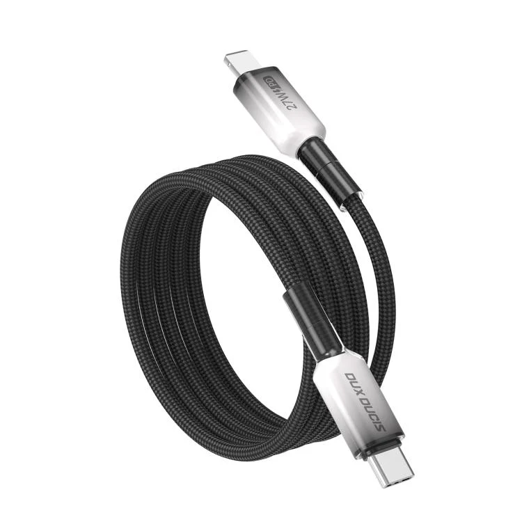 DUX DUCIS WLCM Series 27W Type-C to 8 Pin Transparent Gradient Braided Data Cable, Length: 1m(Black) - Image 2