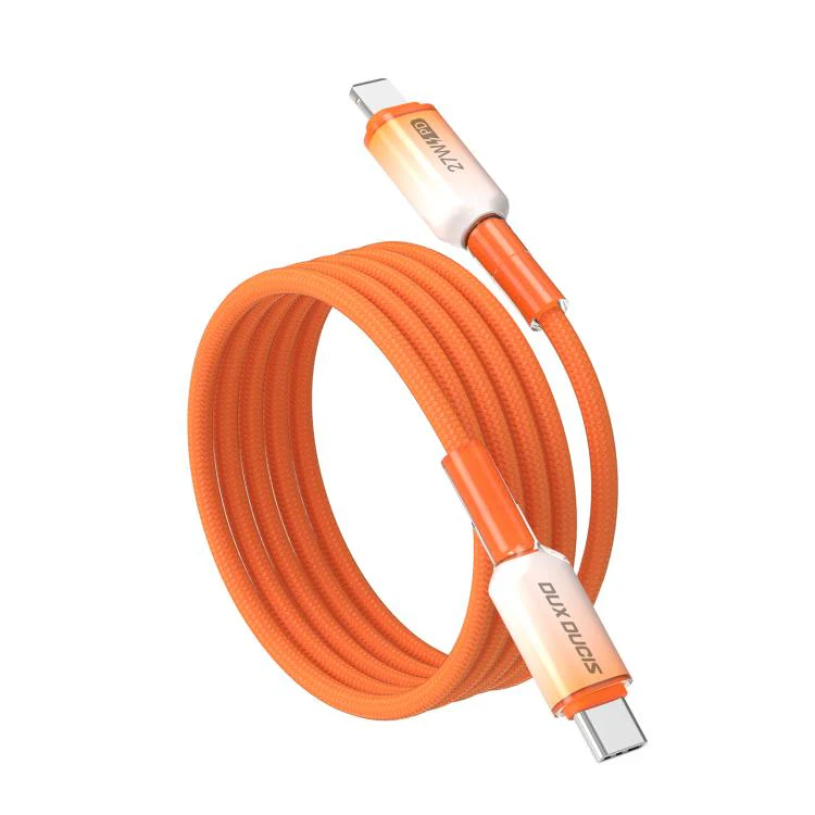 DUX DUCIS WLCM Series 27W Type-C to 8 Pin Transparent Gradient Braided Data Cable, Length: 1m(Orange) - Image 2