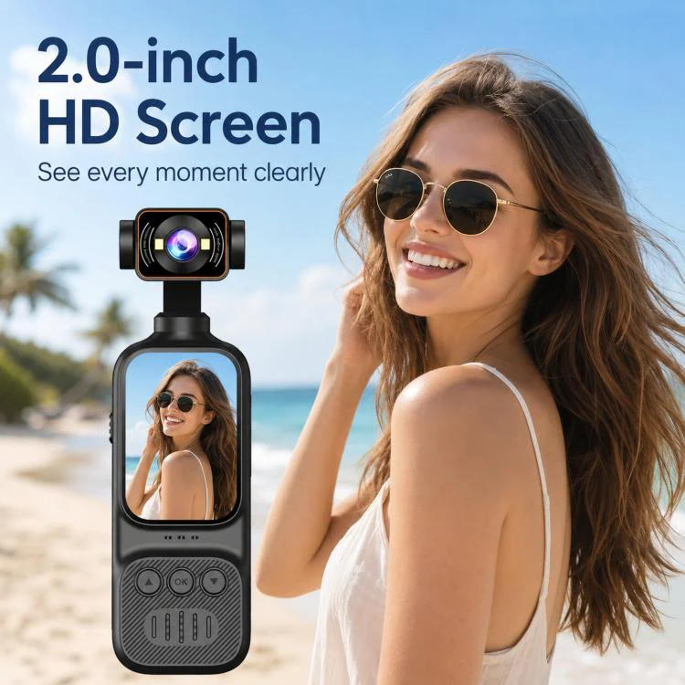 DV07-4K Handheld Vlog Camera With 270-Degree Motorized Rotatable Lens 2.0 Inch Screen Pocket Video Recorder WiFi Sports Action Cam - Image 3