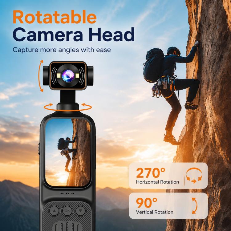 DV07-4K Handheld Vlog Camera With 270-Degree Motorized Rotatable Lens 2.0 Inch Screen Pocket Video Recorder WiFi Sports Action Cam - Image 5