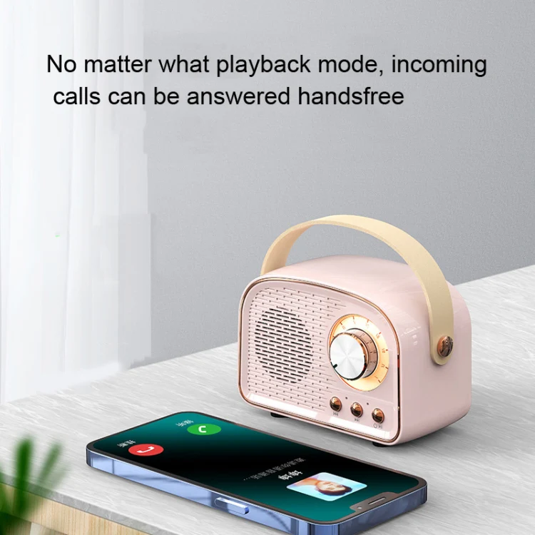 DW21 Vintage Radio BT Speaker Support TF Card/U Disk to Play(Pink) - Image 2