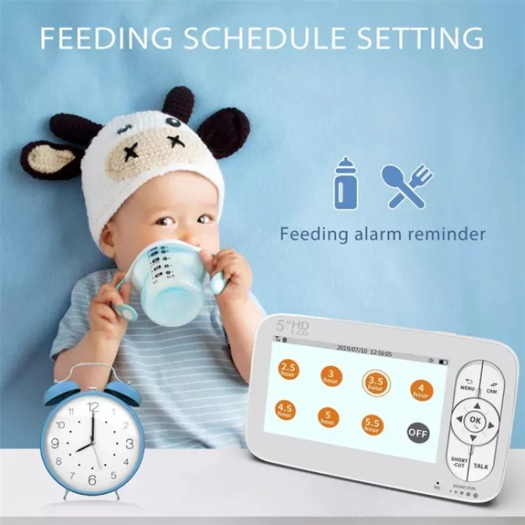 DY55A Built-in Lullabies Video Babyphone 5 inch Screen Digital Wireless Baby Monitor Camera(AU Plug) - Image 5