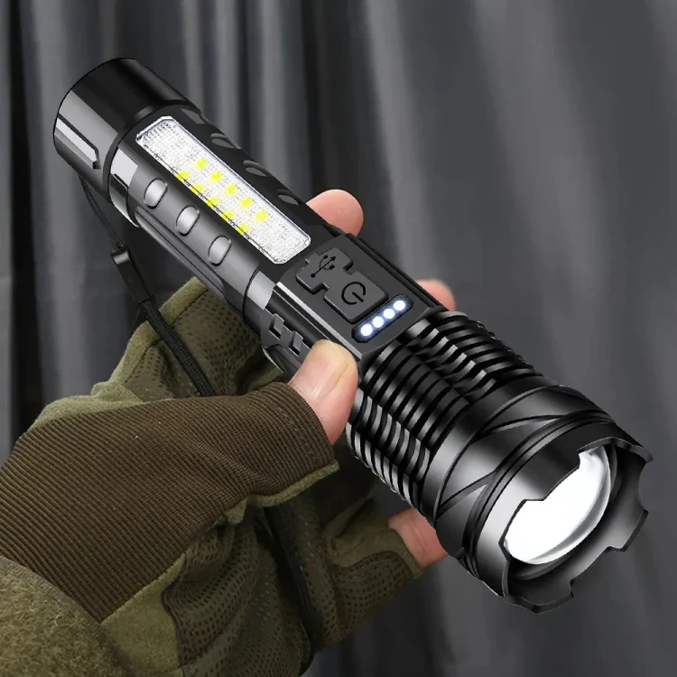 E-SMARTER A76 Telescopic Zoom COB Side Light Strong Light Torch, Style: P50 Bulb - Image 3