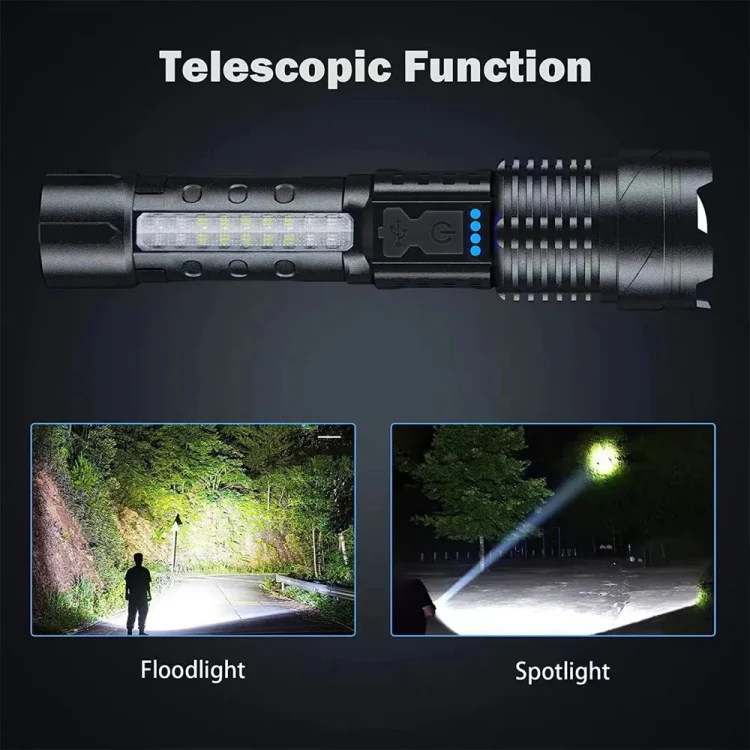 E-SMARTER A76 Telescopic Zoom COB Side Light Strong Light Torch, Style: P50 Bulb - Image 8