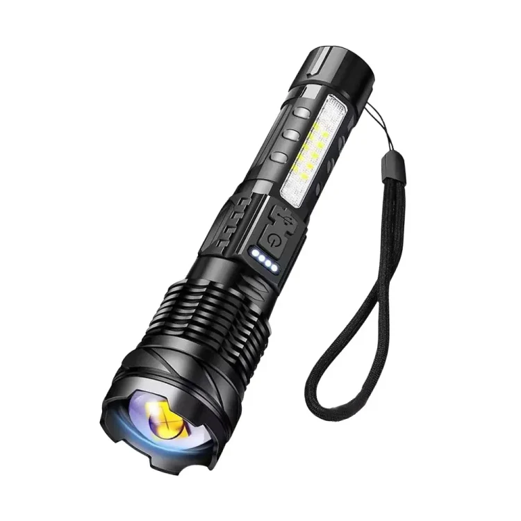 E-SMARTER A76 Telescopic Zoom COB Side Light Strong Light Torch, Style: White Laser