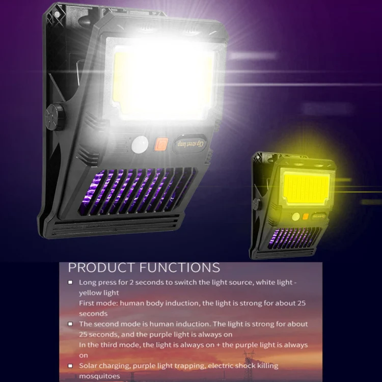 E-SMARTER W7105-1 Patch Solar Wall Lamp With Clip Mosquito Killer Lamp Portable Body Sensor Outdoor Garden Light - Image 3