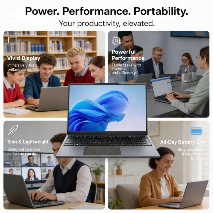 E157 15.6 inch Lightweight Laptop, 8GB+256GB, Windows 11 Intel Celeron N5095 Quad Core, US Plug - Image 5