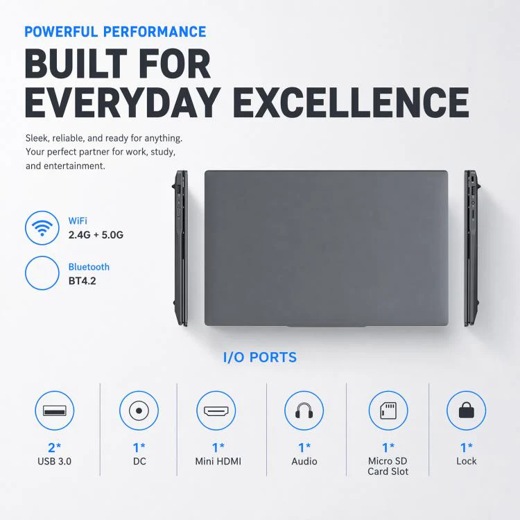 E157 15.6 inch Lightweight Laptop, 8GB+256GB, Windows 11 Intel Twin Lake N150 Quad Core, US Plug - Image 4