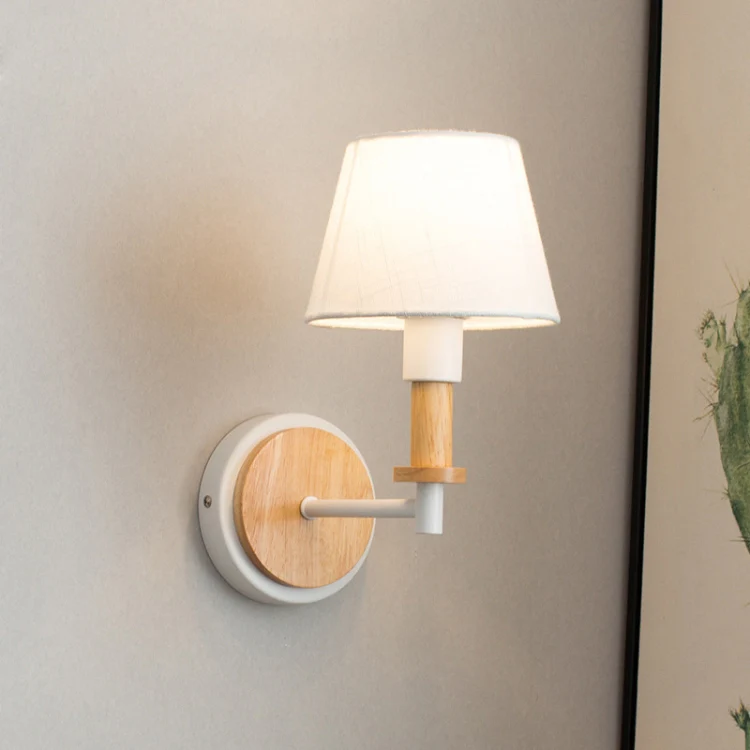 E27 LED Bedside Aisle Creative Personality Wooden Wall Lamp, Power source: No Light Source(White) - Image 2