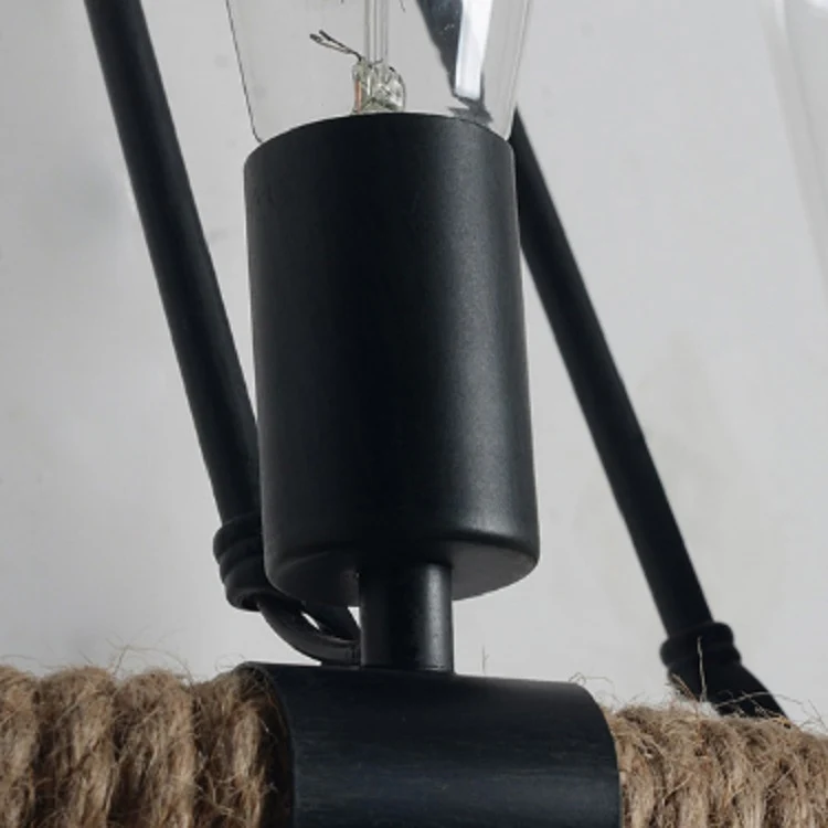 E27 LED Industrial Style Retro Hemp Rope Wrought Iron Wall Lamp, Power source: Edison Tungsten Wire 40W( Black) - Image 7