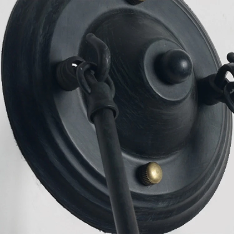 E27 LED Industrial Style Retro Hemp Rope Wrought Iron Wall Lamp, Power source: No Light Source( Black) - Image 6