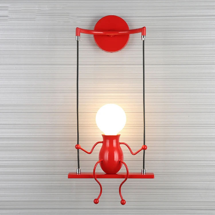 E27 LED Personality Creative Retro Wrought Iron Villain Wall Lamp without Bulb(Red) - Image 2