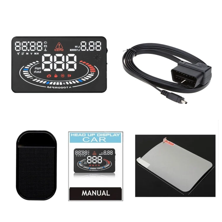 E300 5.5 inch Car OBDII / EUOBD HUD Vehicle-mounted Head Up Display Security System, Support Speed & Fuel Consumption, Overspeed Alarm, Fuel Consumption, Water Temperature, etc.(Black) - Image 5