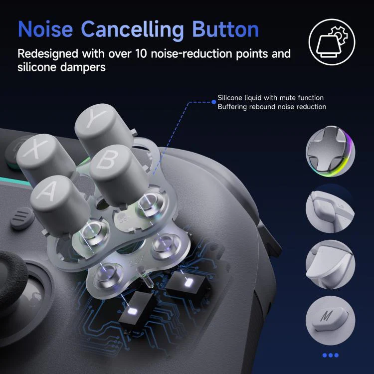 EasySMX X05Pro Wireless PC Gaming Controller Tri-Mode Hall Effect Gamepad with Dual-Stage Triggers & Silent Buttons for PC & Switch Black - Image 4