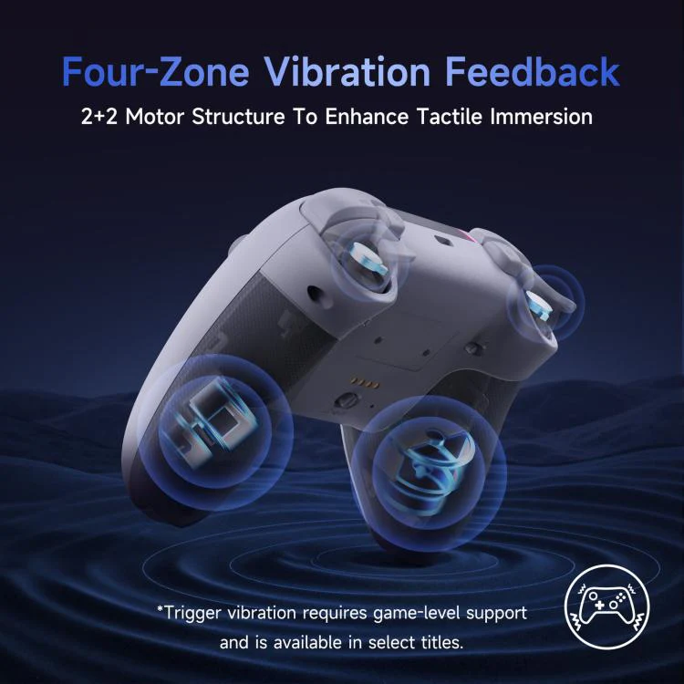 EasySMX X05Pro Wireless PC Gaming Controller Tri-Mode Hall Effect Gamepad with Dual-Stage Triggers & Silent Buttons for PC & Switch Black - Image 7