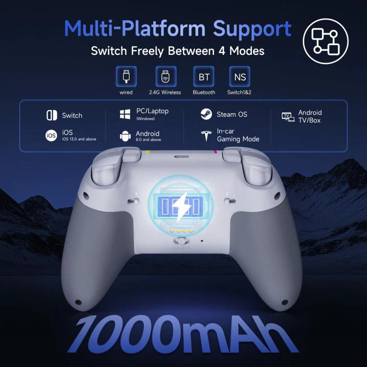 EasySMX X05Pro Wireless PC Gaming Controller Tri-Mode Hall Effect Gamepad with Dual-Stage Triggers & Silent Buttons for PC & Switch Black - Image 9