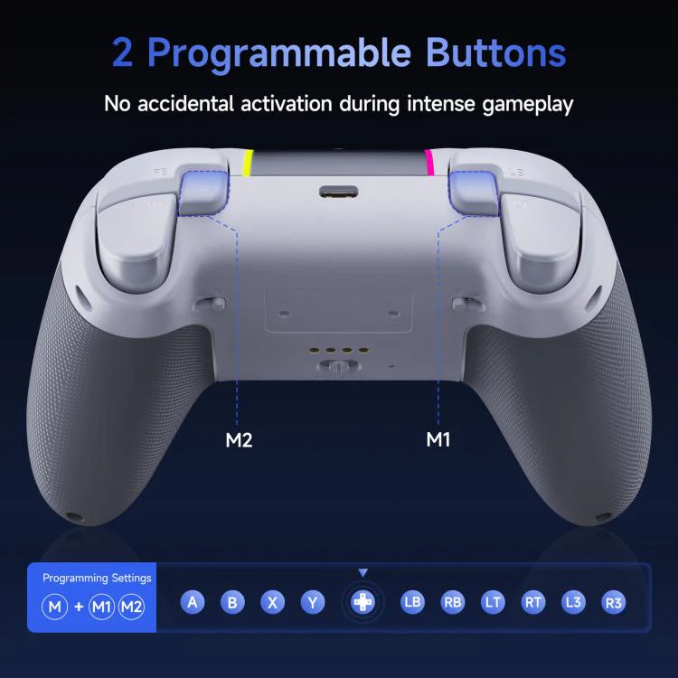 EasySMX X05Pro Wireless PC Gaming Controller Tri-Mode Hall Effect Gamepad with Dual-Stage Triggers & Silent Buttons for PC & Switch Grey White - Image 10