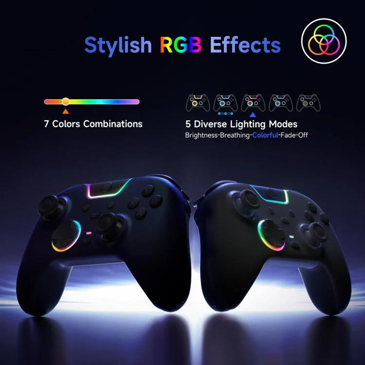 EasySMX X05Pro Wireless PC Gaming Controller Tri-Mode Hall Effect Gamepad with Dual-Stage Triggers & Silent Buttons for PC & Switch Grey White - Image 11