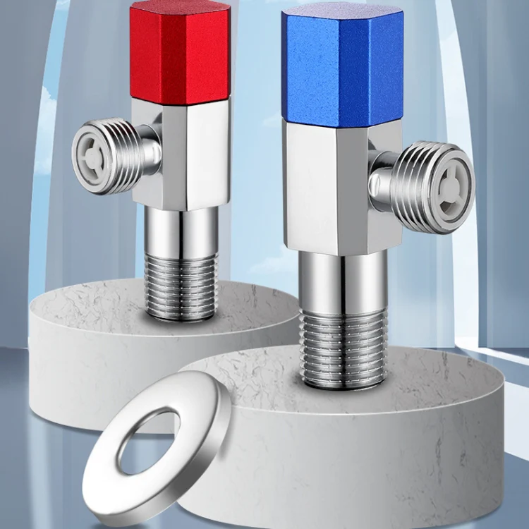Eight Sides With Check Valve Pure Copper Angle Valve High Flow Water Inlet Valve(Red Wheel) - Image 2