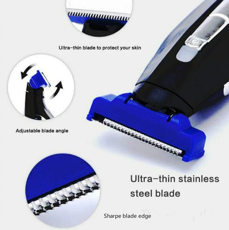 Electric Men Shaver Rechargeable Shaver Trimmer(Black + Blue) - Image 3