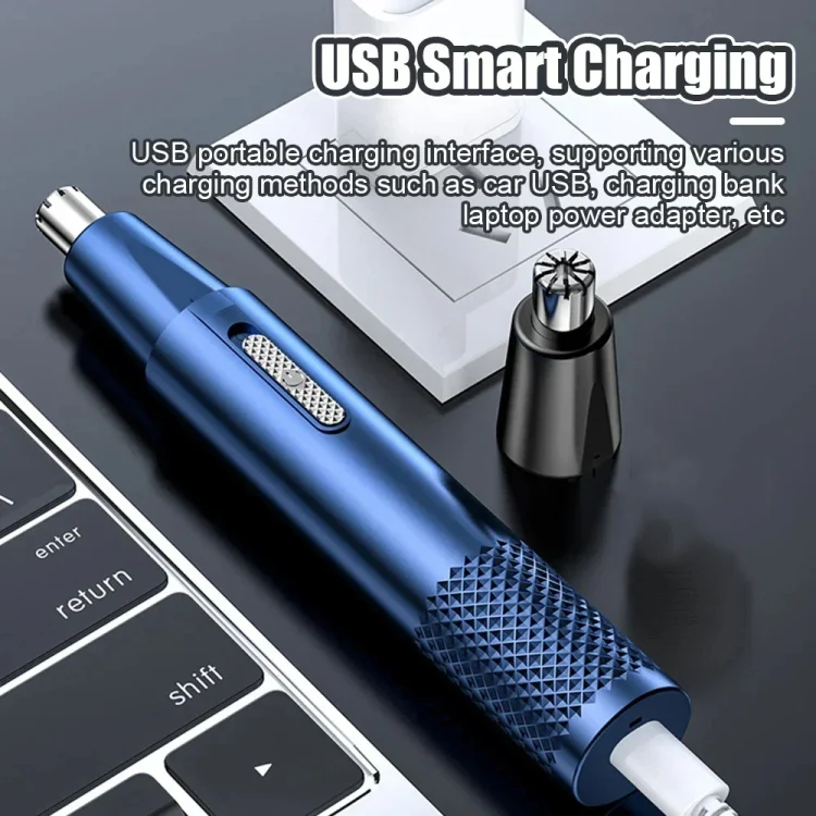 Electric Nose Hair Clipper Rechargeable Washable Portable Travel Trimmer(Blue) - Image 9