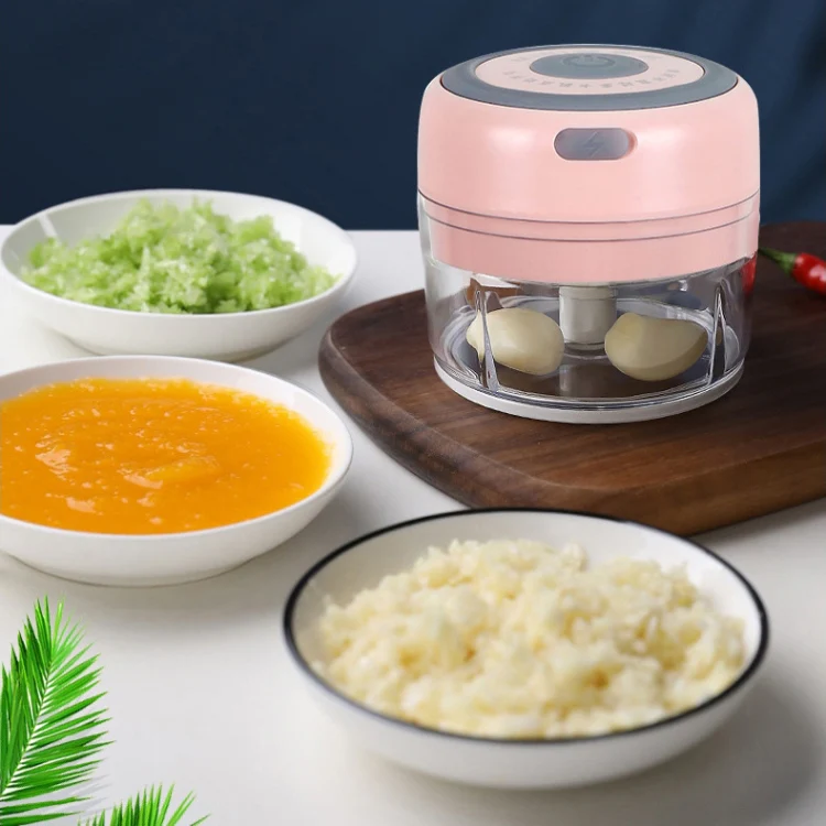 Electrical USB Rechargeable Garlic Mixing Masher Complementary Food Masher Stainless Steel Crushing Garlic Peeling Device Wireless Mini Garlic Cutter(Green) - Image 3