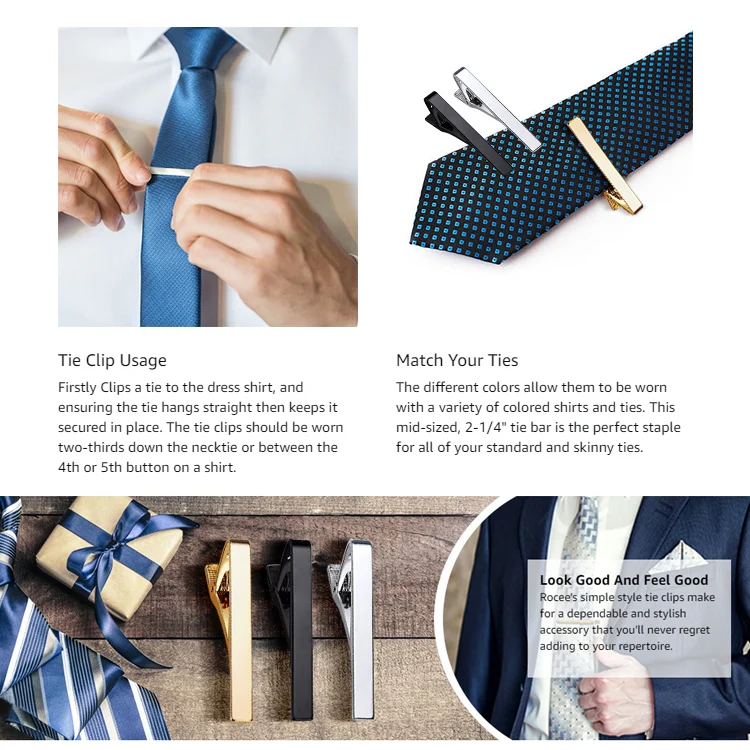 Electroplated Copper Colored Men Tie Clip(Z1040 Gold) - Image 5