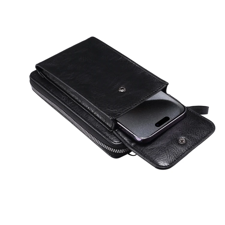 Elephant Pattern Multifunctional Cross Bag Phone Case(Black) - Image 5