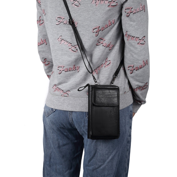 Elephant Pattern Multifunctional Cross Bag Phone Case(Black) - Image 7