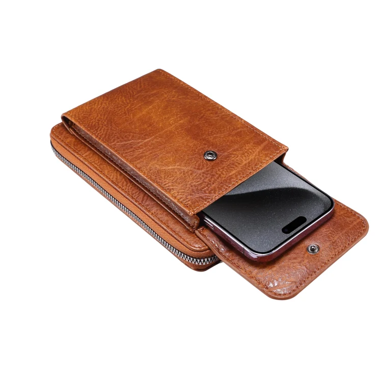 Elephant Pattern Multifunctional Cross Bag Phone Case(Brown) - Image 5