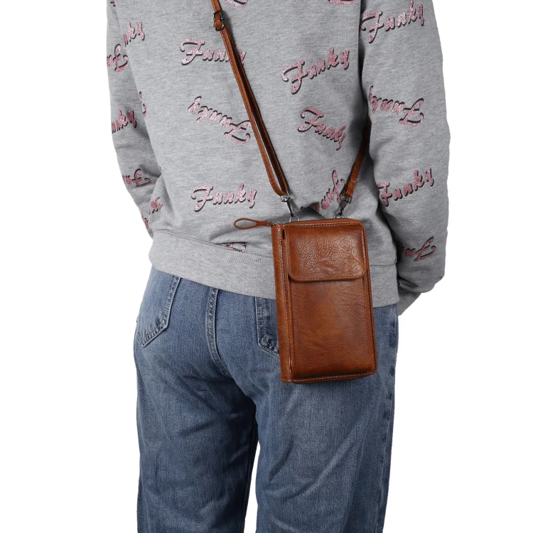 Elephant Pattern Multifunctional Cross Bag Phone Case(Brown) - Image 7