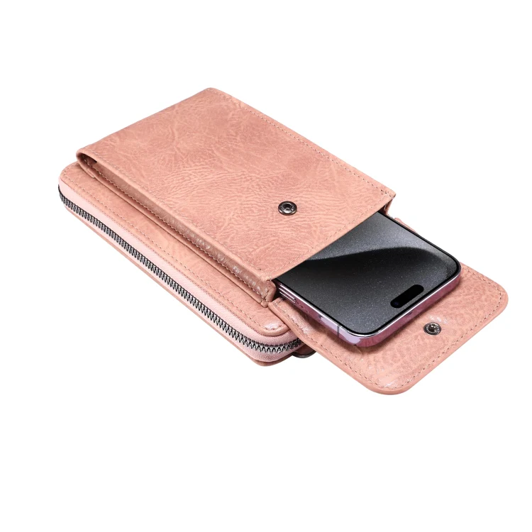 Elephant Pattern Multifunctional Cross Bag Phone Case(Light Pink) - Image 5