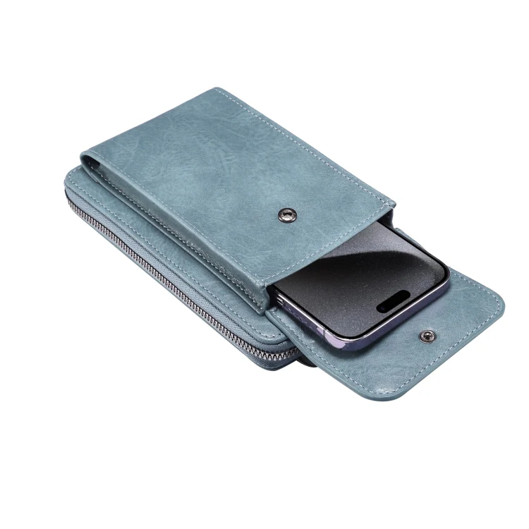 Elephant Pattern Multifunctional Cross Bag Phone Case(Sky Blue) - Image 5