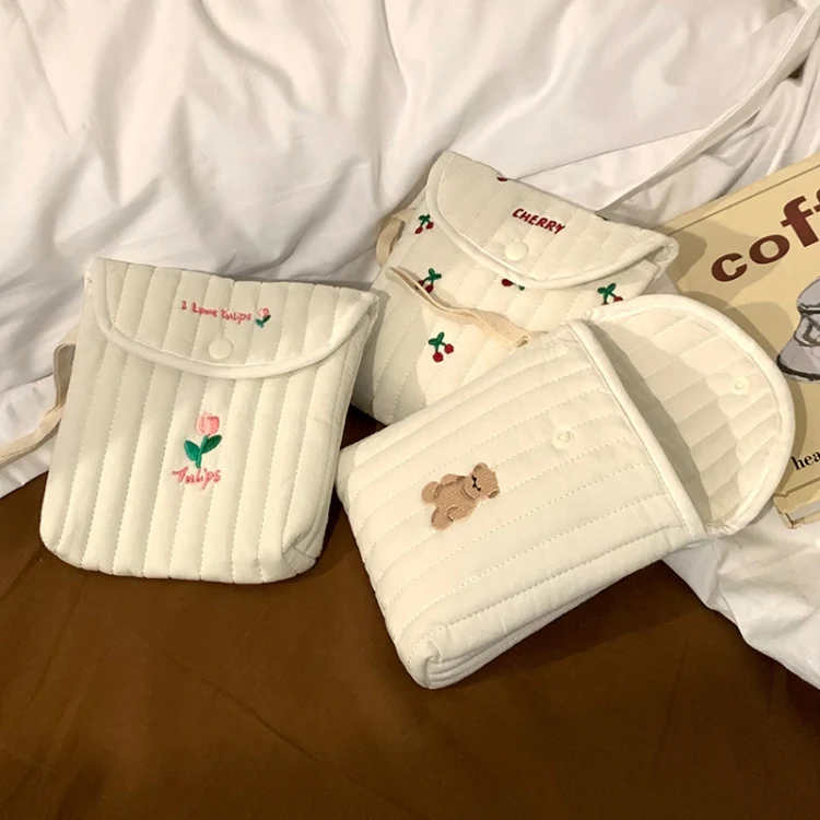 Embroidered Cartoon Cute Sanitary Napkin Mini Storage Bag, Color: Tulip - Image 6