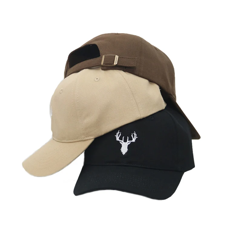 Embroidered Deer Adjustable Baseball Cap Solid Color All-match Peaked Cap(Black) - Image 3