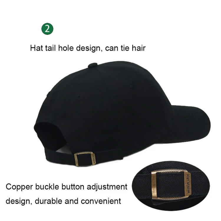 Embroidered Deer Adjustable Baseball Cap Solid Color All-match Peaked Cap(Black) - Image 5