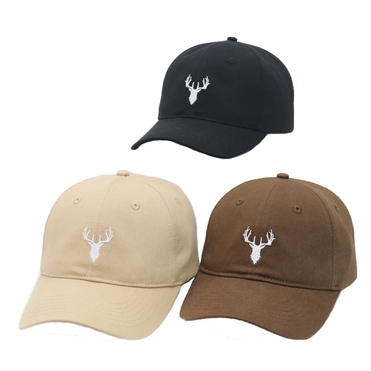 Embroidered Deer Adjustable Baseball Cap Solid Color All-match Peaked Cap(Khaki) - Image 2