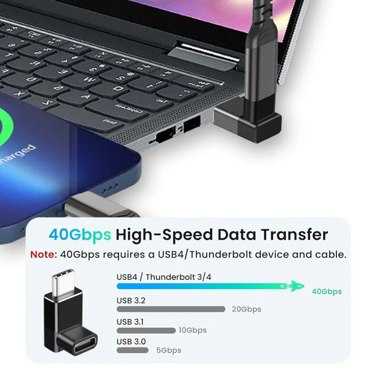 ENKAY ENK-AT132 USB C 90 Degree Adapter 40Gbps USB4 For Thunderbolt 4 / 3 Extension Converter(Grey) - Image 3