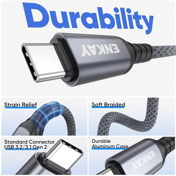 ENKAY ENK-CB188 USB 3.2 to Type-C 60W Fast Charging Cable 10Gbps Super Speed Data Transfer, Length:0.5m - Image 6