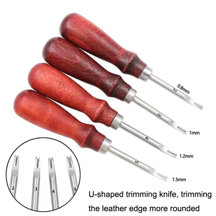 ER015 DIY Craft Leather Carving Leather Round Corner Tool Wood Handle Repair Device 1.6mm - Image 3