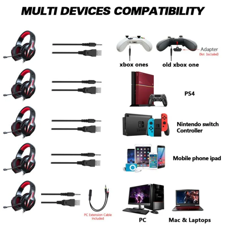 ERXUNG J5 Head-Mounted Gaming Headset Wire-Controlled Desktop Computer Gaming With Microphone Luminous Headset(Pink) - Image 12