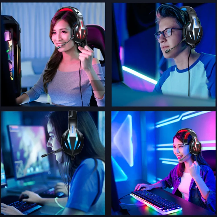 ERXUNG J5 Head-Mounted Gaming Headset Wire-Controlled Desktop Computer Gaming With Microphone Luminous Headset(Pink) - Image 13