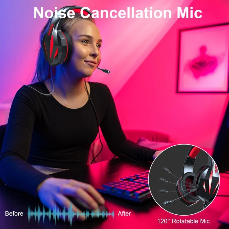 ERXUNG J5 Head-Mounted Gaming Headset Wire-Controlled Desktop Computer Gaming With Microphone Luminous Headset(Pink) - Image 8