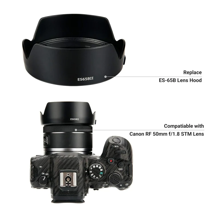 ES-65BII Lens Hood Shade for Canon RF 50mm F1.8 STM Lens - Image 5