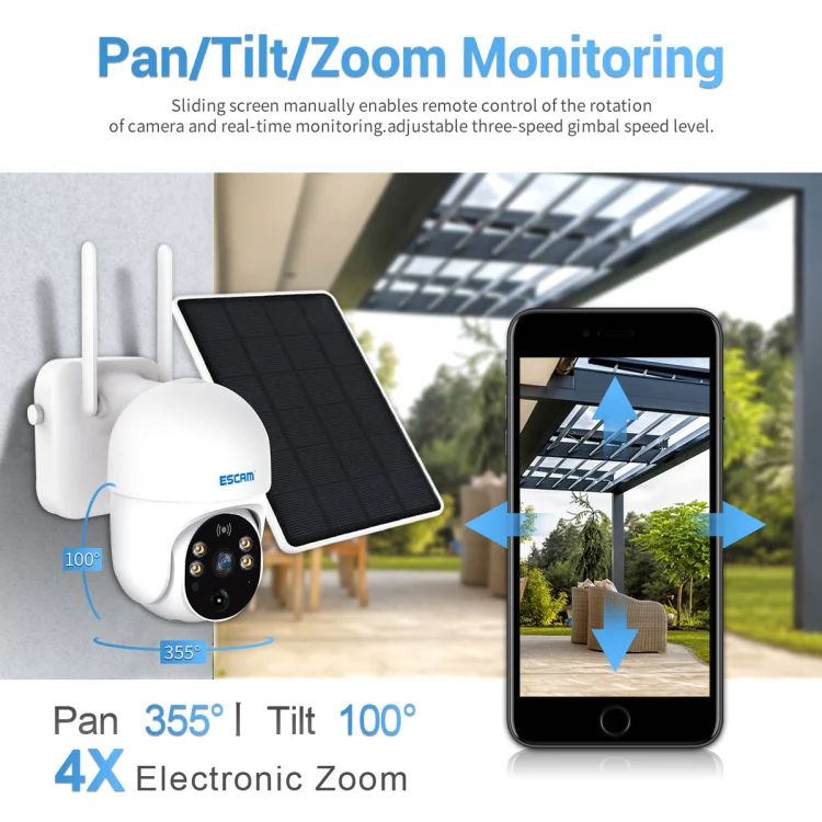 ESCAM QF255 2.0 Million Pixels 1080P HD WiFi Solar Camera, Support Two-way Voice & PIR Motion Detection & Night Vision & TF Card - Image 7