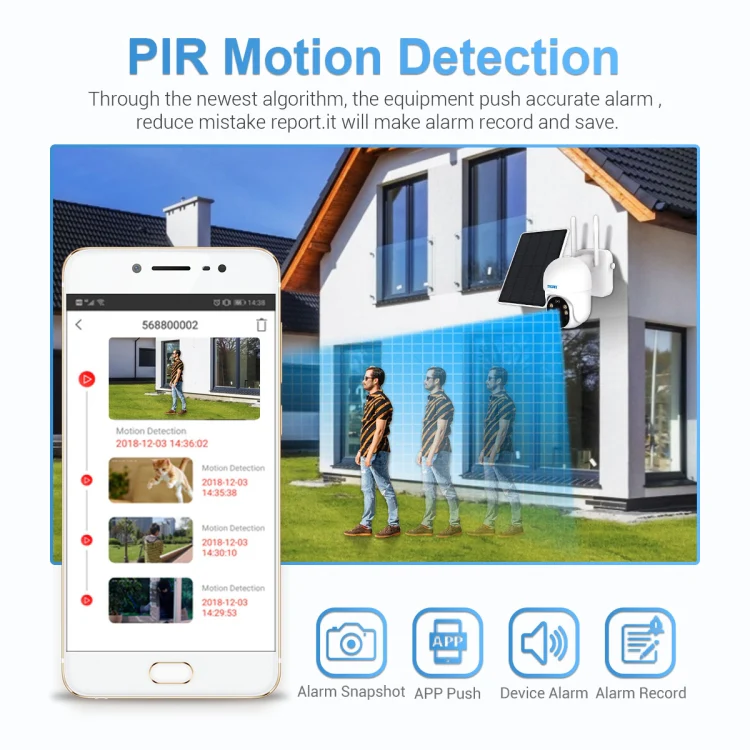 ESCAM QF255 2.0 Million Pixels 1080P HD WiFi Solar Camera, Support Two-way Voice & PIR Motion Detection & Night Vision & TF Card - Image 9