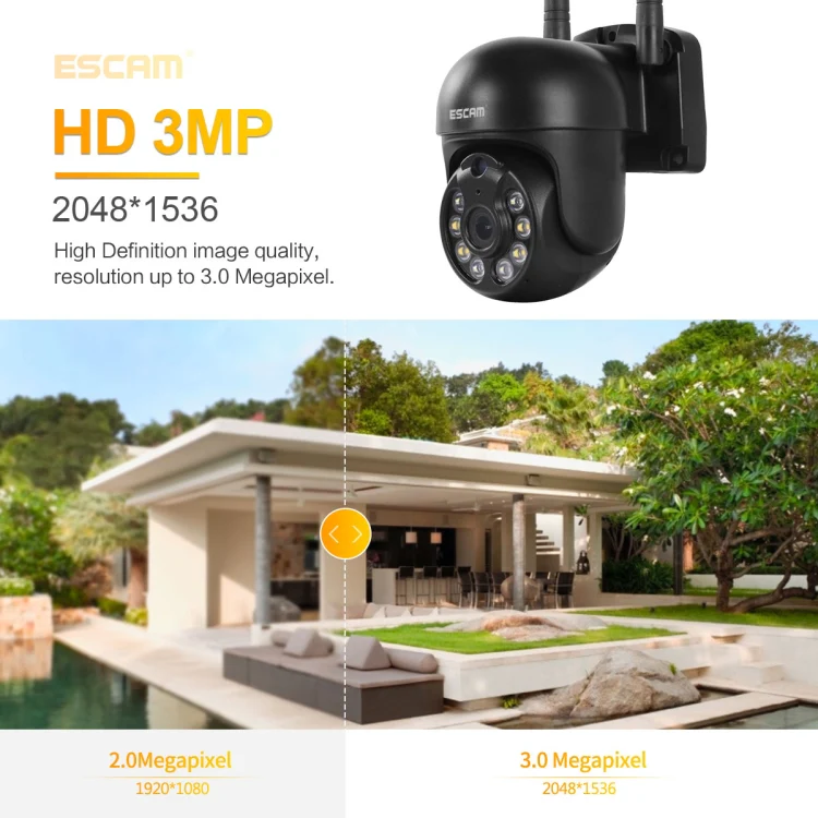ESCAM WNK610 3.0 Million Pixels Wireless Dome IP Camera, Support Motion Detection & Two-way Audio & Full-color Night Vision & TF Card, US Plug - Image 5