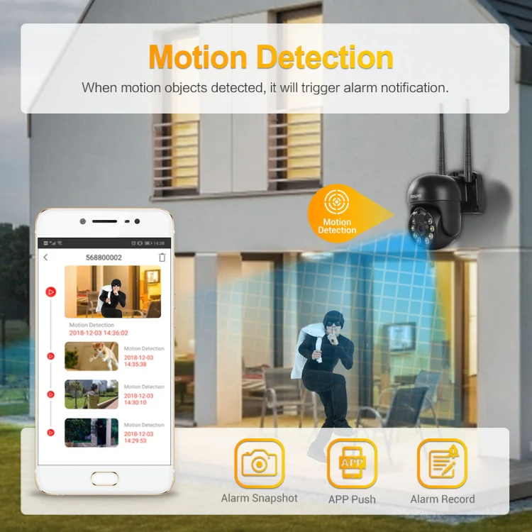 ESCAM WNK610 3.0 Million Pixels Wireless Dome IP Camera, Support Motion Detection & Two-way Audio & Full-color Night Vision & TF Card, US Plug - Image 7