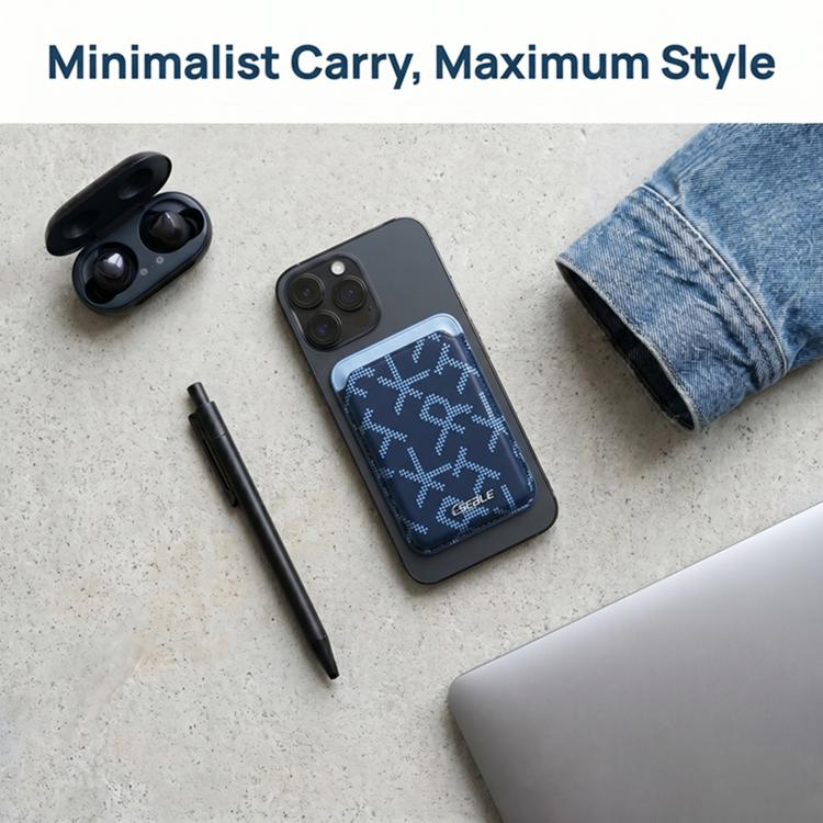 ESEBLE S8 PU Leather Letter Texture Magnetic Mobile Phone Card Slots(Blue) - Image 3