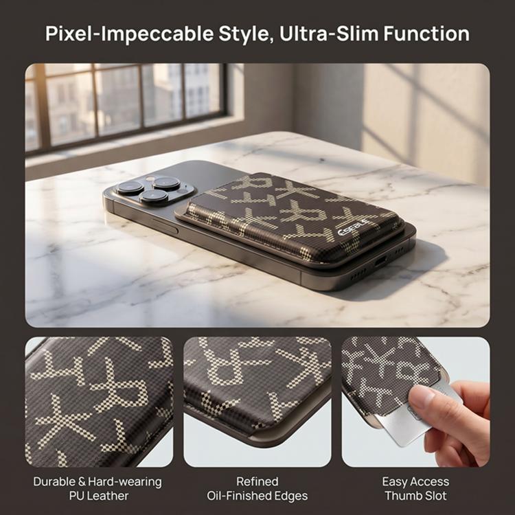 ESEBLE S8 PU Leather Letter Texture Magnetic Mobile Phone Card Slots(Brown) - Image 7